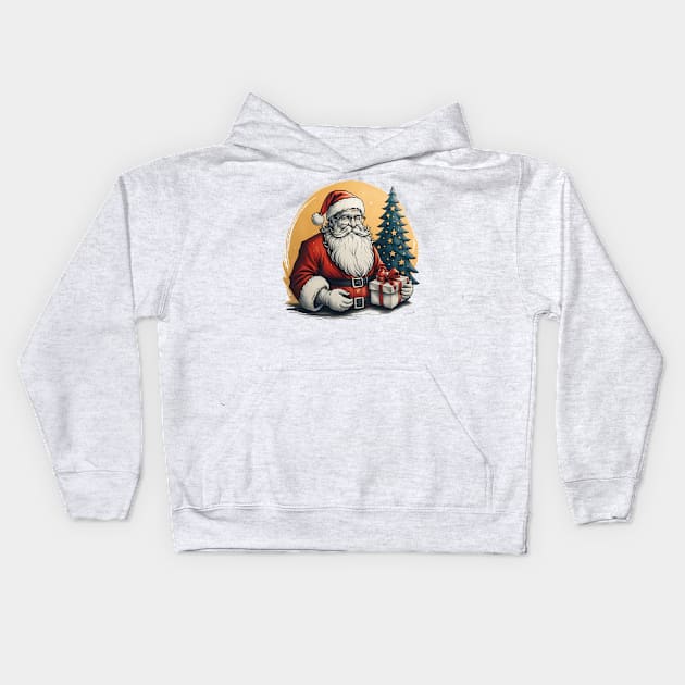 Sketch of Santa Claus Kids Hoodie by Virshan